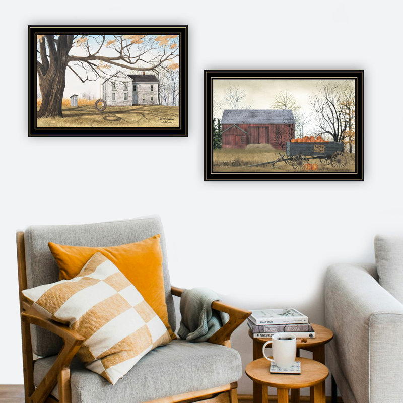 2 art mural: décoration encadrée noire de salon et de chambre à coucher avec wagon de citrouille envoûtante par ornement image distincte
