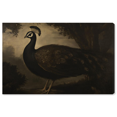 Paon en toile monotone, oiseaux élégants, art par 
