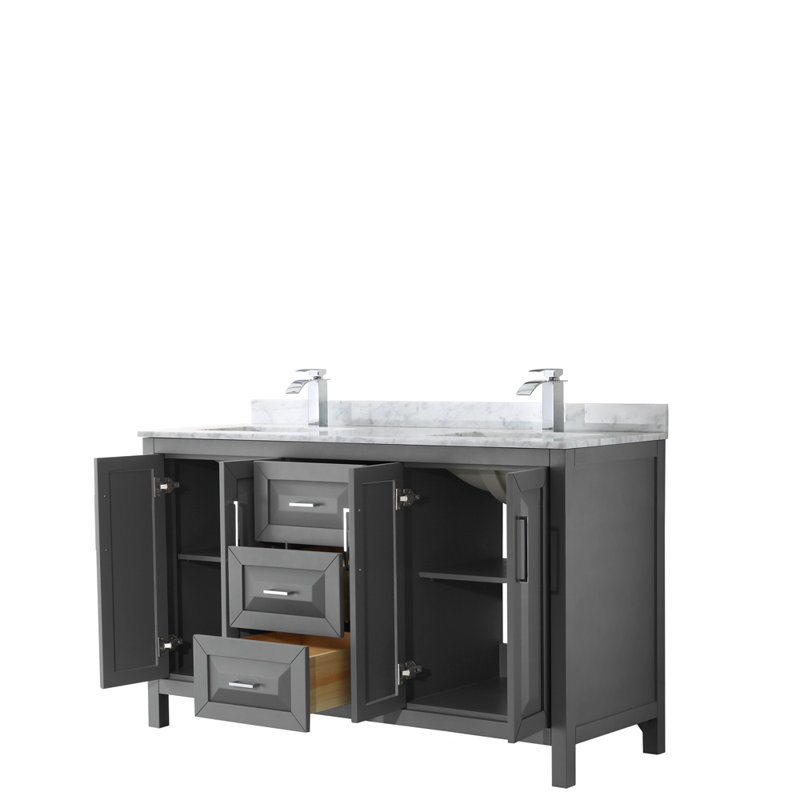 Daria 60'' W Double Vanity, Dark Espresso, Polished Chrome