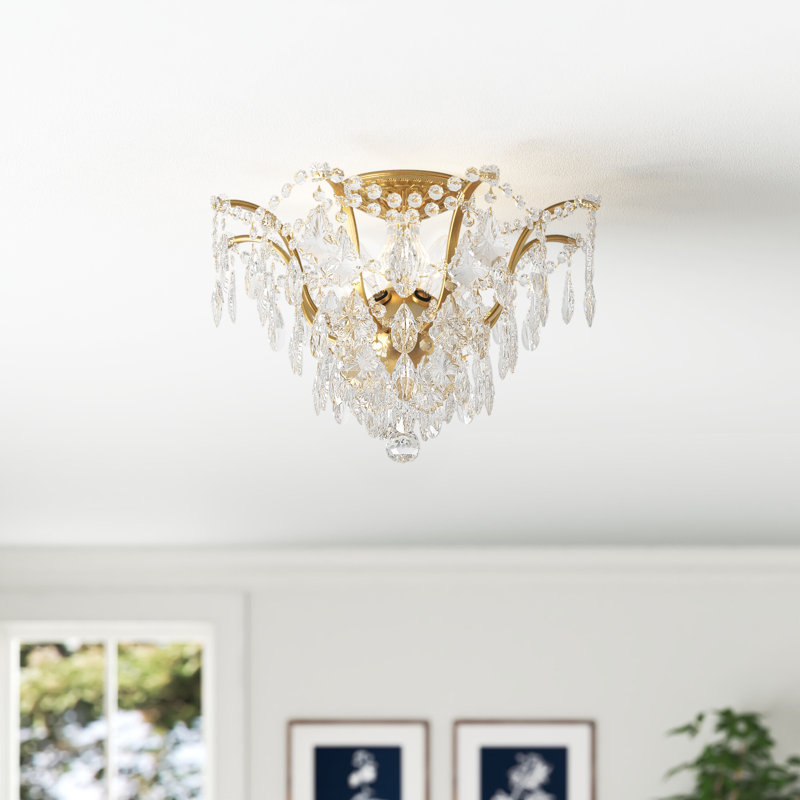 Plafonnier semi-encastré 5 lumières 5 po Berthold, Doré, Standard