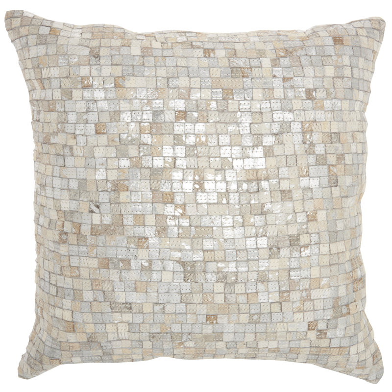 Housse de coussin carré et insert, Blanc / argenté