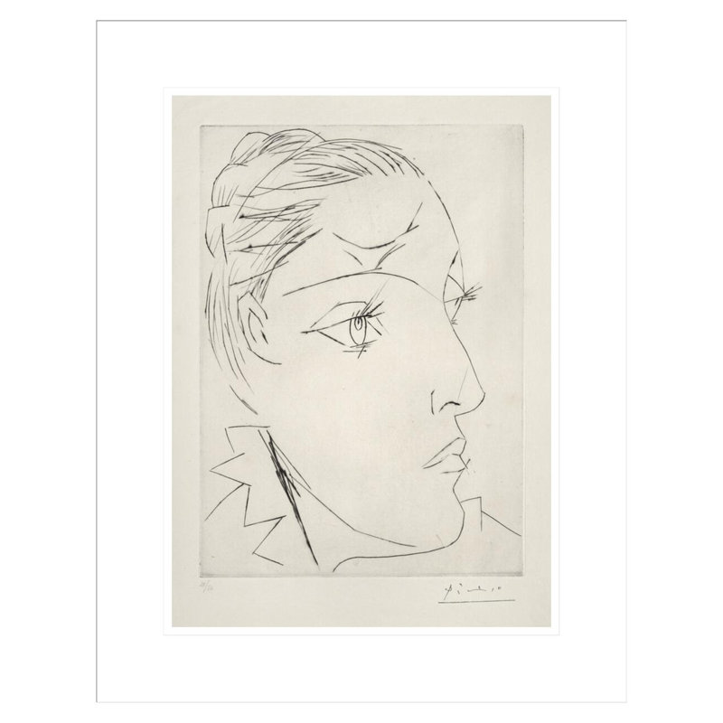 Portrait de Dora Maar dans un chignon par Pablo Picasso, impression giclée encadrée, H 21,75 po x l 17,17 po