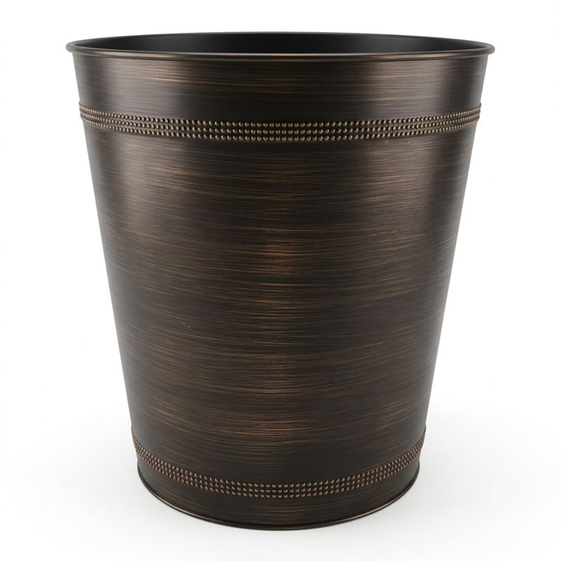 Stainless Steel Wastebasket | Oil Rubbed Bronze Finish | 9 Qt Capacity | Trash Bin for Home & Office