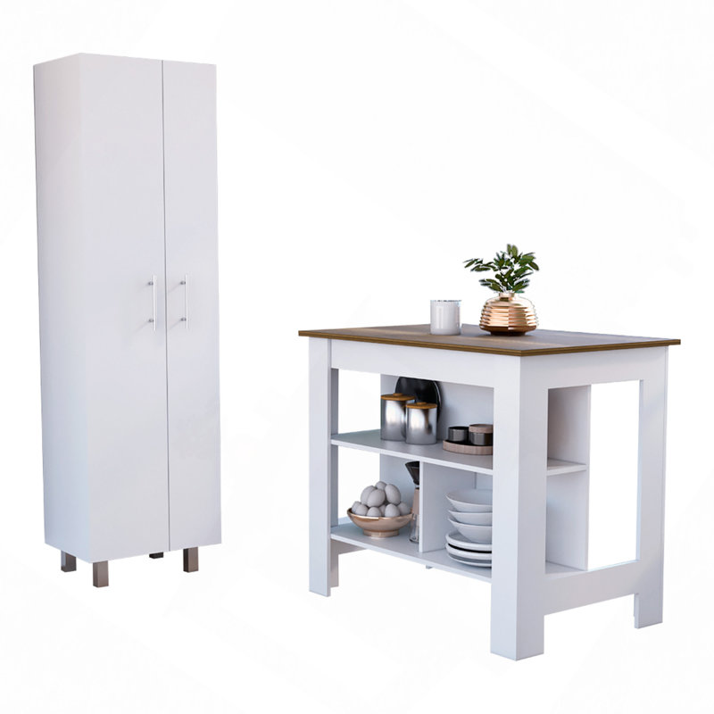 Ensemble de cuisine 9 pièces 2 tablettes 9 portes, 2 îlots et un garde-manger