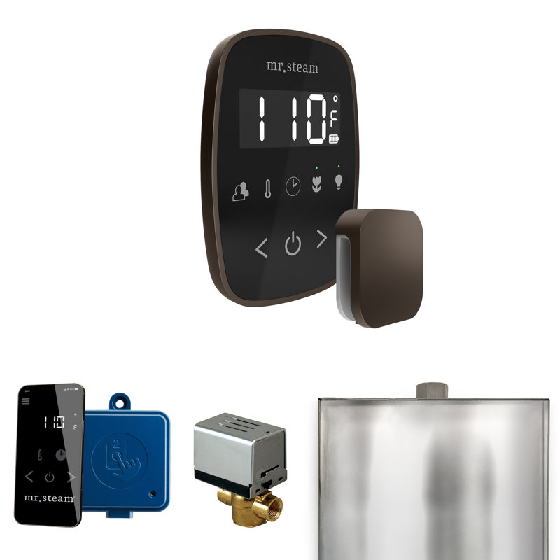 Ensemble de commande de douche à vapeur ButlerFlex avec contrôle TempoFlex et tête de vapeur, Bronze huilé, bronze