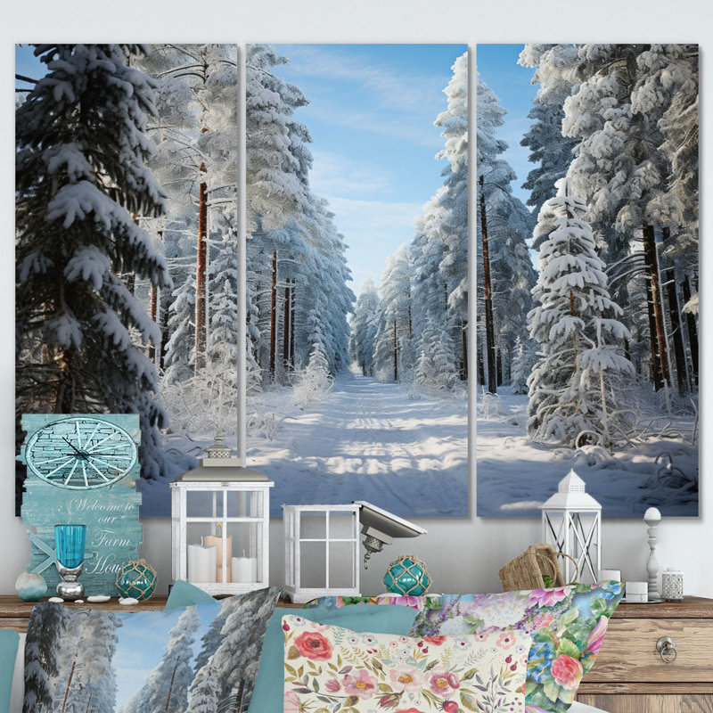 Winter Snowy Evergreen III 3 pièces, H 40 po x l 60 po x P 1 po