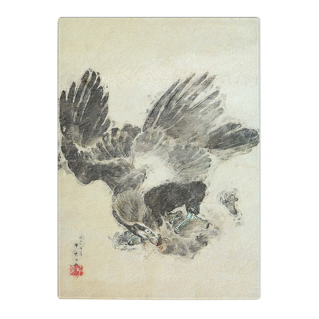 Tempered Glass Eagle Attacking a Monkey by Kawanabe Kyosai Chopping Board