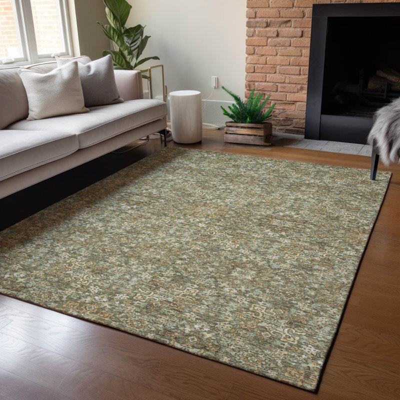 Machine Washable Indoor/Outdoor Chantille ACN2705 Global Rug, Olive, 5 pi x 7 pi 6 po