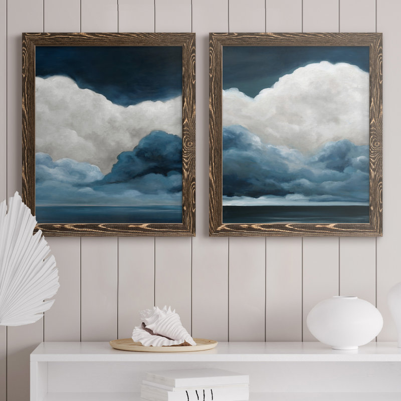 Nature's Drama I - Ensemble de 2 peintures sur toile encadrées, Toile avec cadre en noyer, H 37,5 po x l 55 po x P 1,5 po