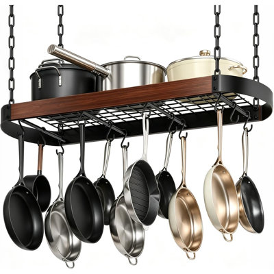 Hanging Pot Rack, Ceiling Mounted Pot and Pan Holder for Kitchen