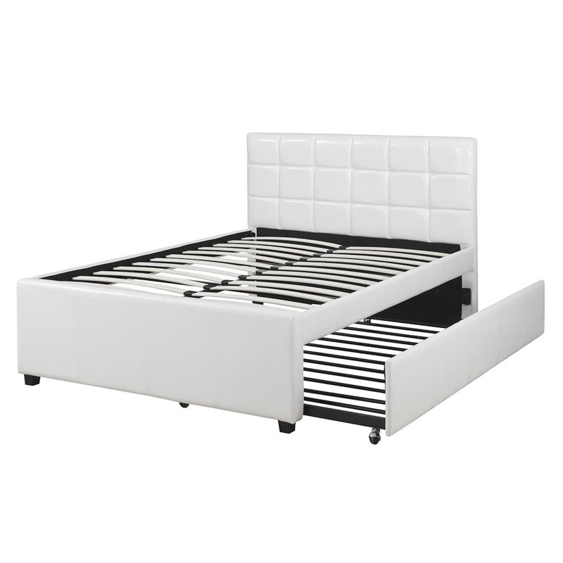 Damore Beckla Bed with Trundle, White, Full/Double