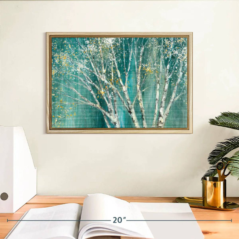 Bouleau bleu I, Cadre flottant en bois naturel, 13 po x 9 po