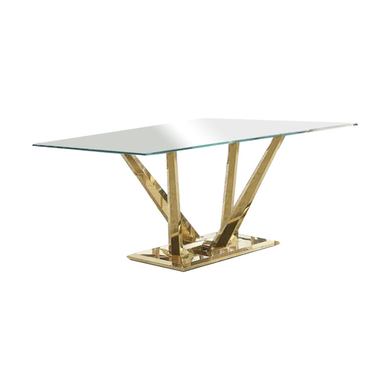 Glass Top Metal Base Dining Table