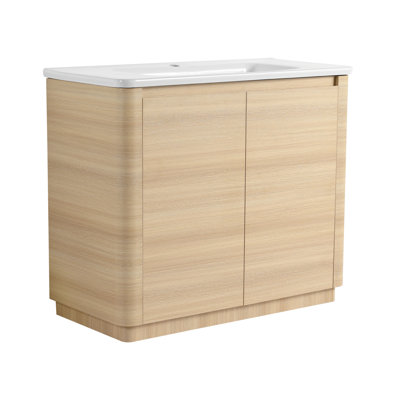 Meuble-lavabo autoportant 40 po avec lavabo en céramique blanche et porte à fermeture en douceur 40 po