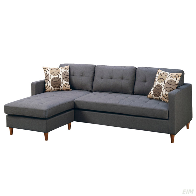 Polyfiber Sectional Sofa Living Room Furniture Reversible Chaise Couch Pillows Tufted Back Modular Sectionals (Sectional)