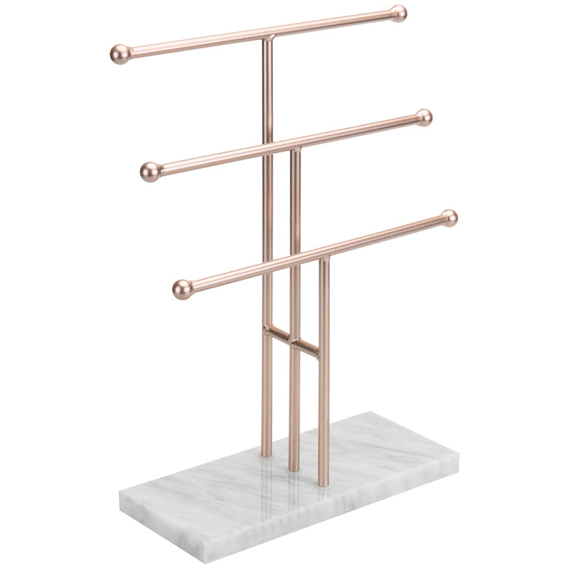 Marble Base Jewellery Stand, Rose Gold/White