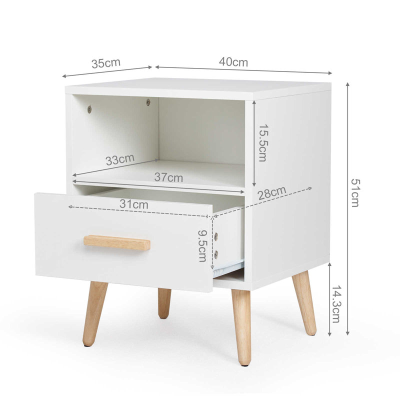 Cular 40cm W Manufactured Wood Bedside Table