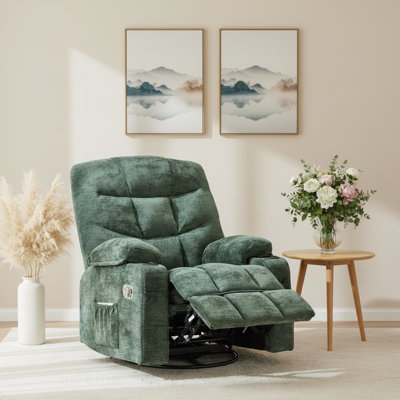 360°swivel Rocker Recliner Chair,manual Single Recliner Seat With Cup Holders