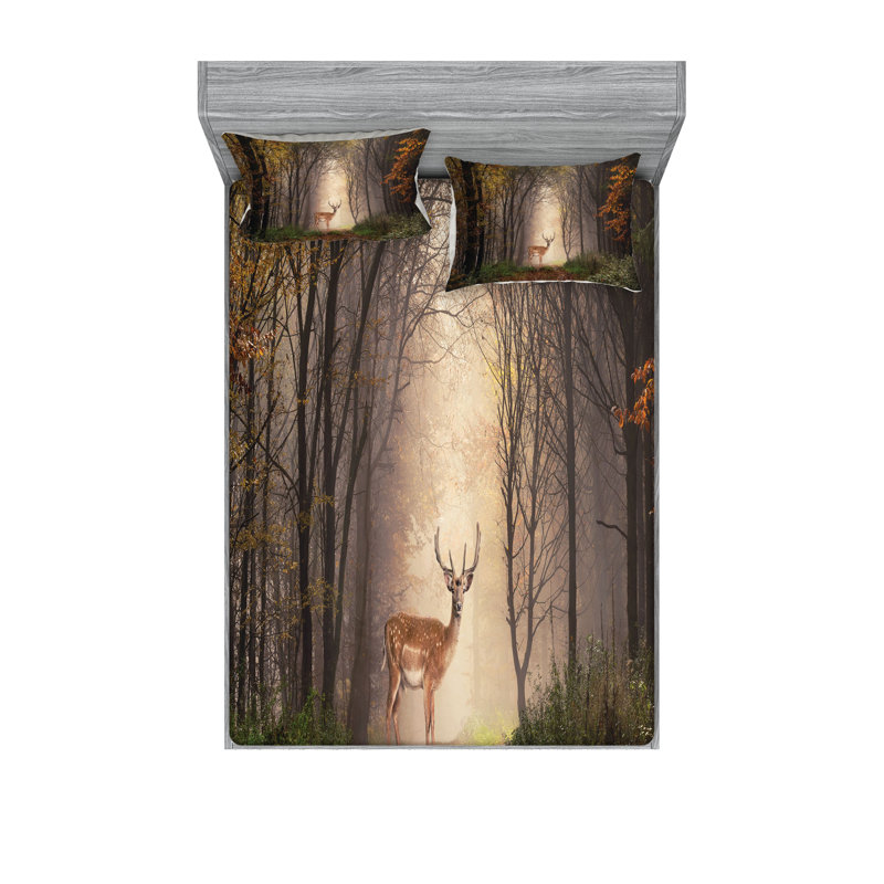 Multicolore ensemble de draps et taies décoratives Ambesonne, Ensemble de draps pour grand lit avec 4 taies d'or