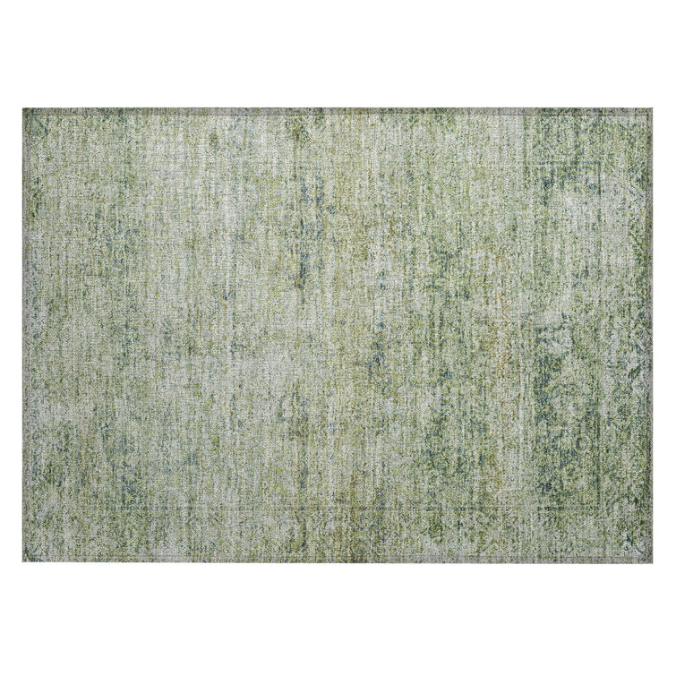 Machine Washable Indoor/Outdoor Xhevrie Aloe Rug