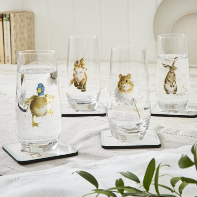 Classic Wrendale Designs  - Assorted Animal Hiball Glasses Set