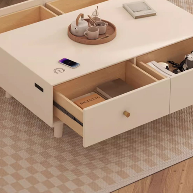 Combinaison simple de table basse et de meuble télé, Blanc