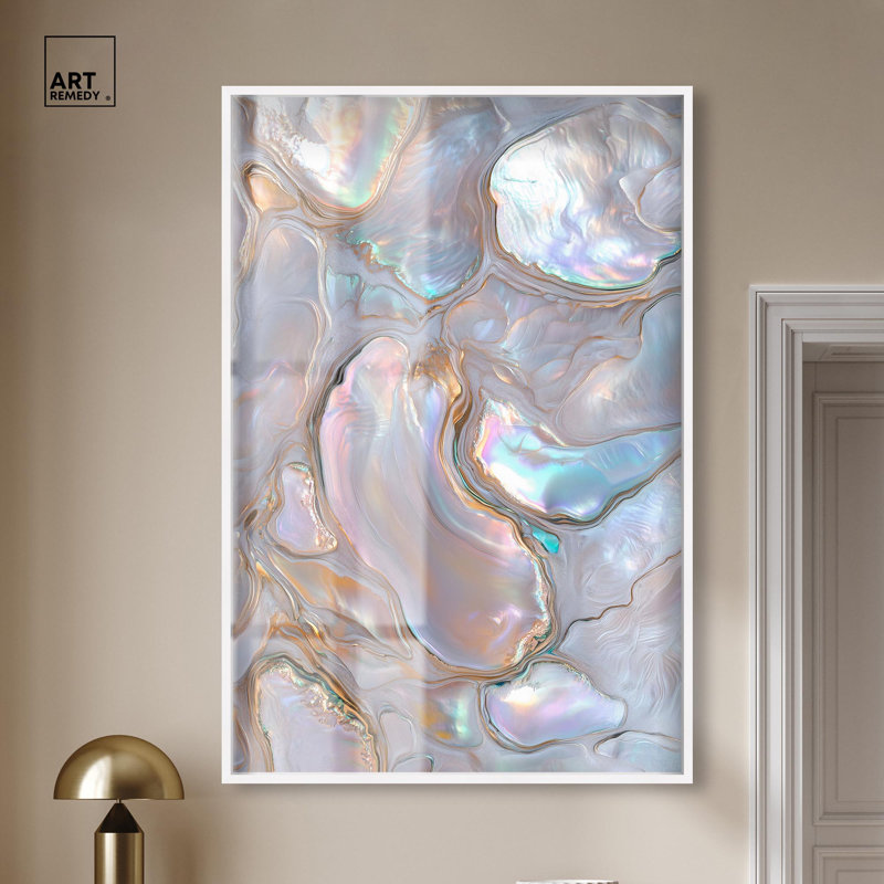 Décoration murale géodésienne «Fluid Preciousness III» par Art Remedy, Crème, crème, H 16 po x l 11 po