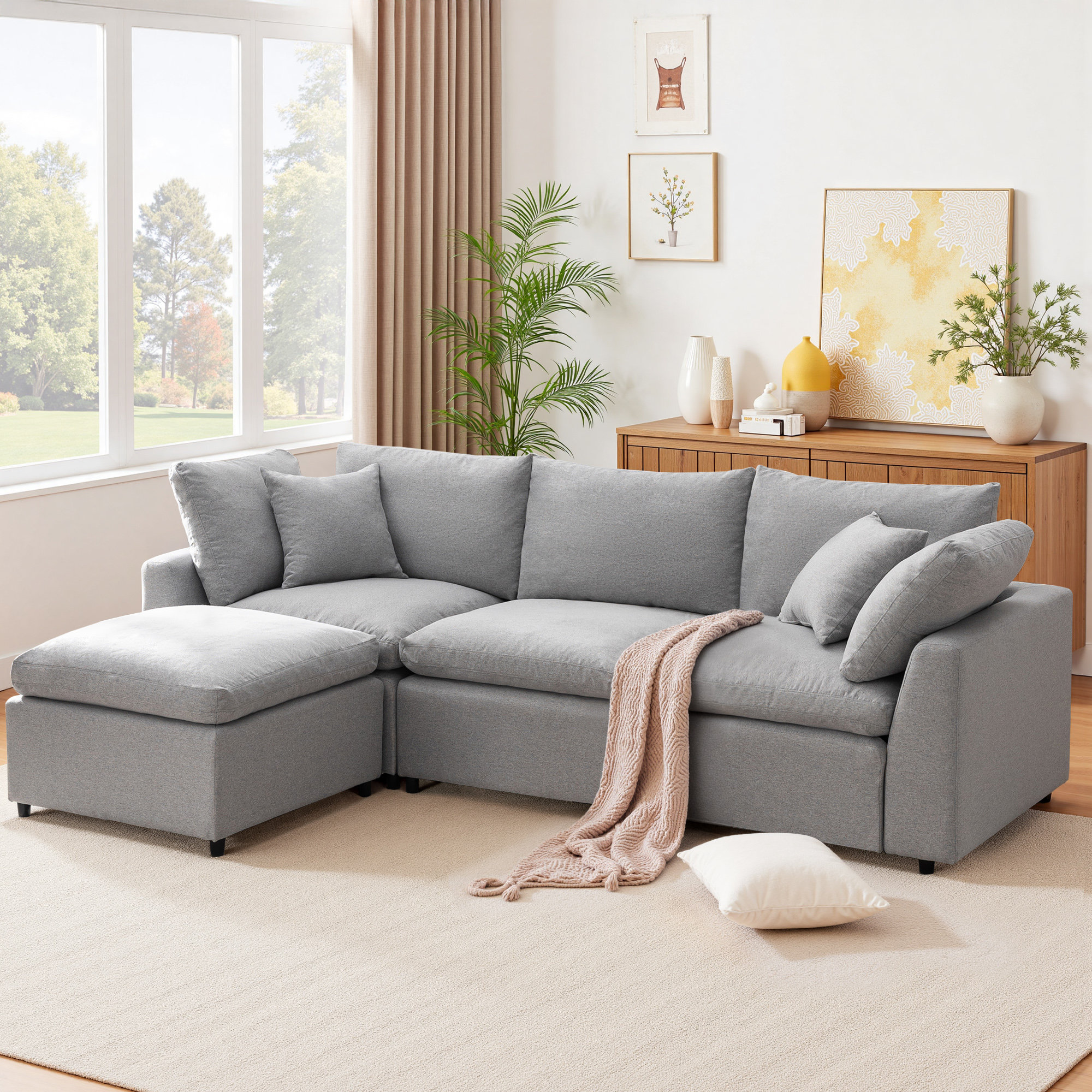 Latitude Run® Sectional Couch For Living Room L-shaped 4 Seater Sofa ...