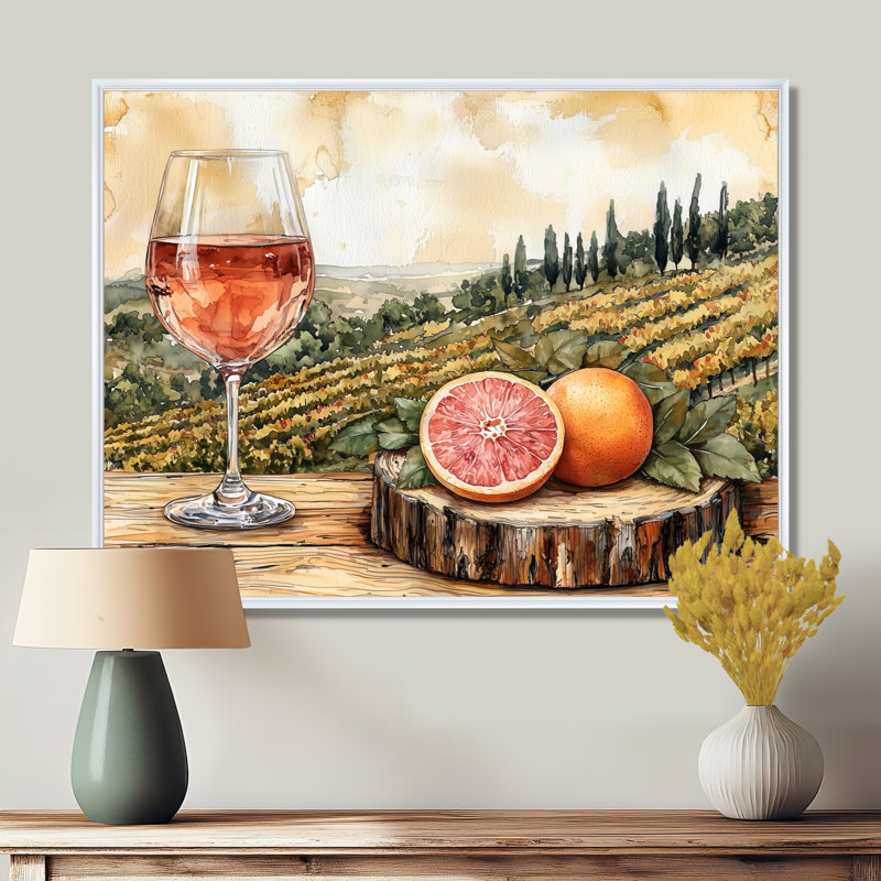 Birtie - Vineyard, art mural, H 34 po x l 44 po, Impression encadrée flottante, Blanc