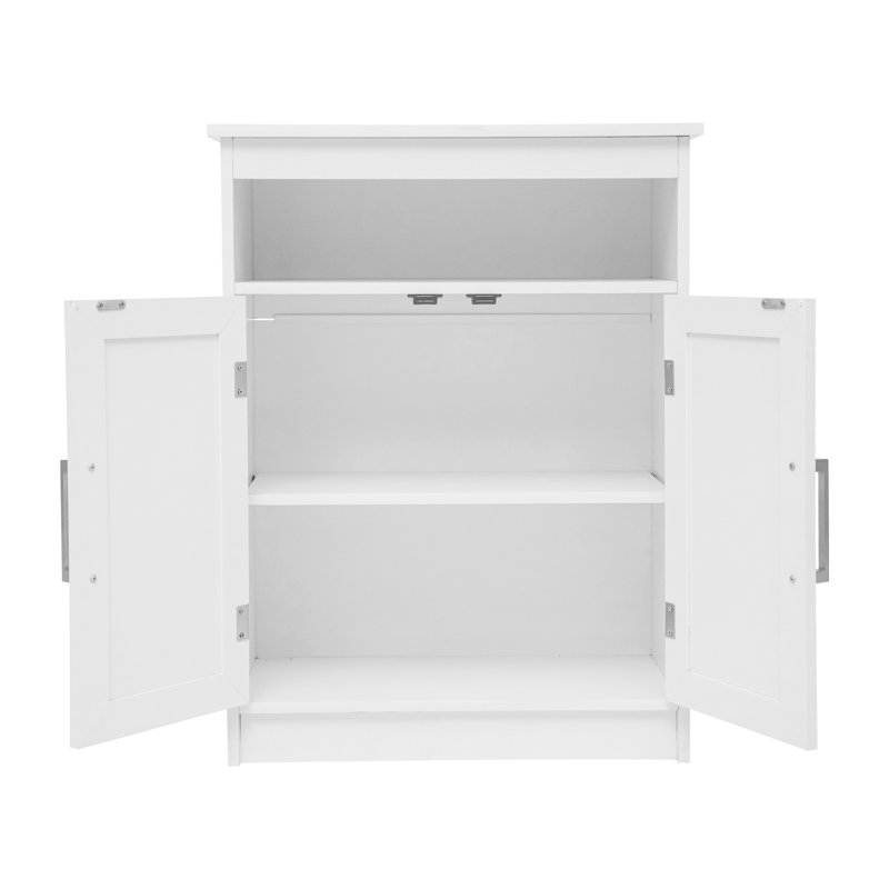 Armoire de rangement de salle de bain moderne avec portes et tablettes magnétiques Vega, Blanc