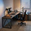Bureau à 3 tiroirs brun noyer + bois massif noir + fer-1877595374-1877595360