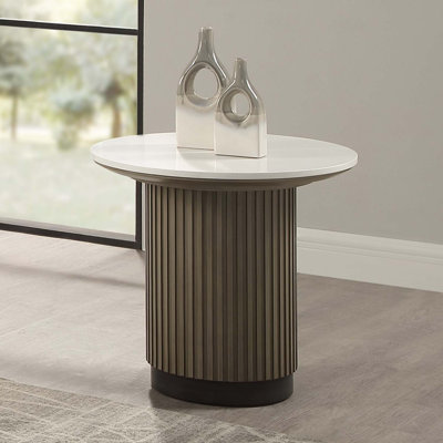 Rectangular End Table, Engineering Marble Top & Light Oak