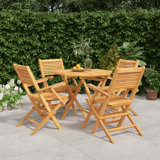 Red Barrel Studio 5 Piece Patio Dining Set Solid Wood Teak_1 x Table,4 x Folding garden chair_Octagonal