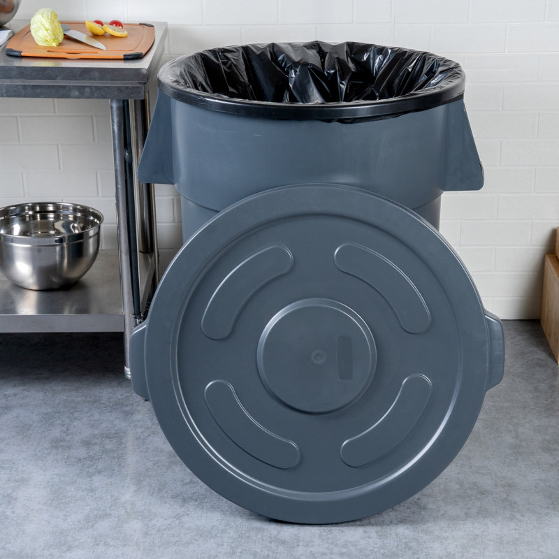 Couvercle de restaurant SEULEMENT: couvercle de poubelle propre, 1 poubelle ronde vendue séparément, poubelle de 55 gallons, poignée intégrée, couvercle de poubelle en plastique gris, robuste