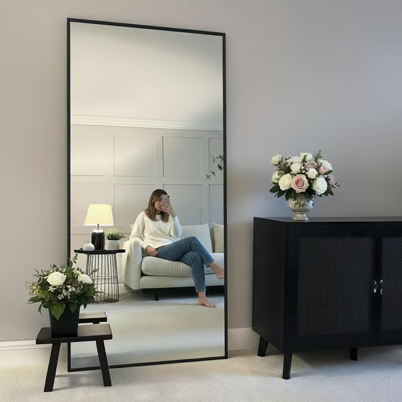 Miroir rectangulaire pleine longueur en aluminium pour GYM / chambre à coucher, 75 po x 34 po, Rectangulaire