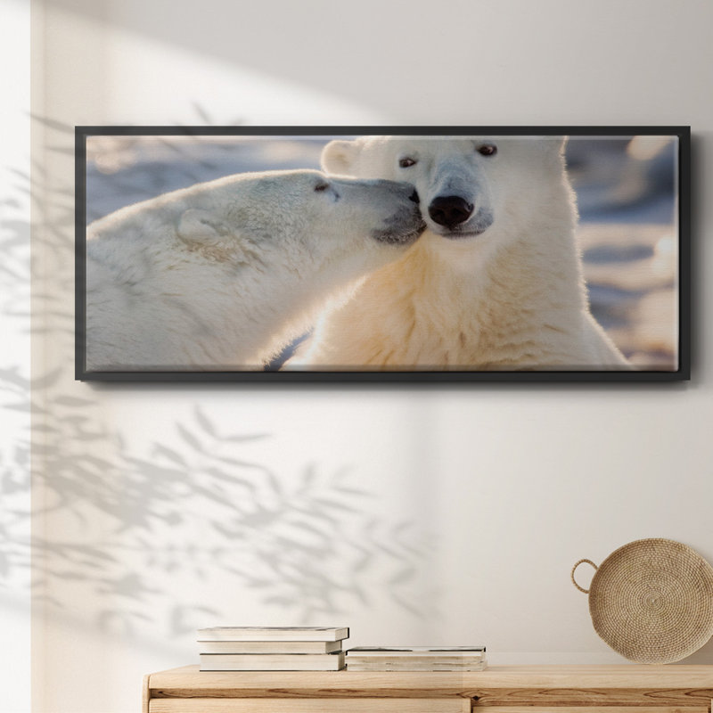 Polar Bear Kiss- Framed Canvas