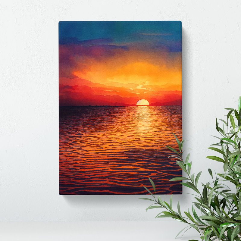 Striking Ocean Sunset No.4 - Wrapped Canvas, 50cm H x 35cm W x 3cm D