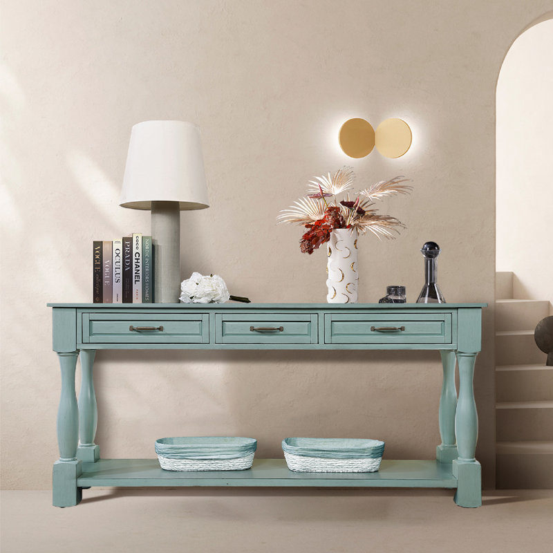 Vasilos 63.4'' Console Table, Retro Blue