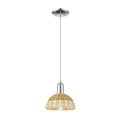 Cidalino - 1 Light Cord Hung Mini Pendant with Basketweave Shade -Shade