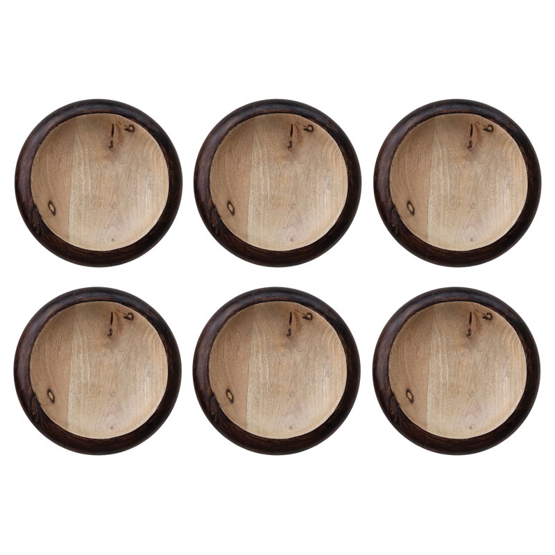 Ensemble de vaisselle ronde en bois de manguier