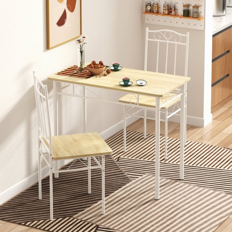 Barnabas 2 - Person Dining Set, Beech/Black, Black, Beech
