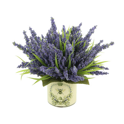 Spring Additions Lavender Heather in Decoupage Pot