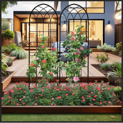 4 Pack 71x20in Rustic Iron Arch Decoration Garden Trellis with Black Metal Coating