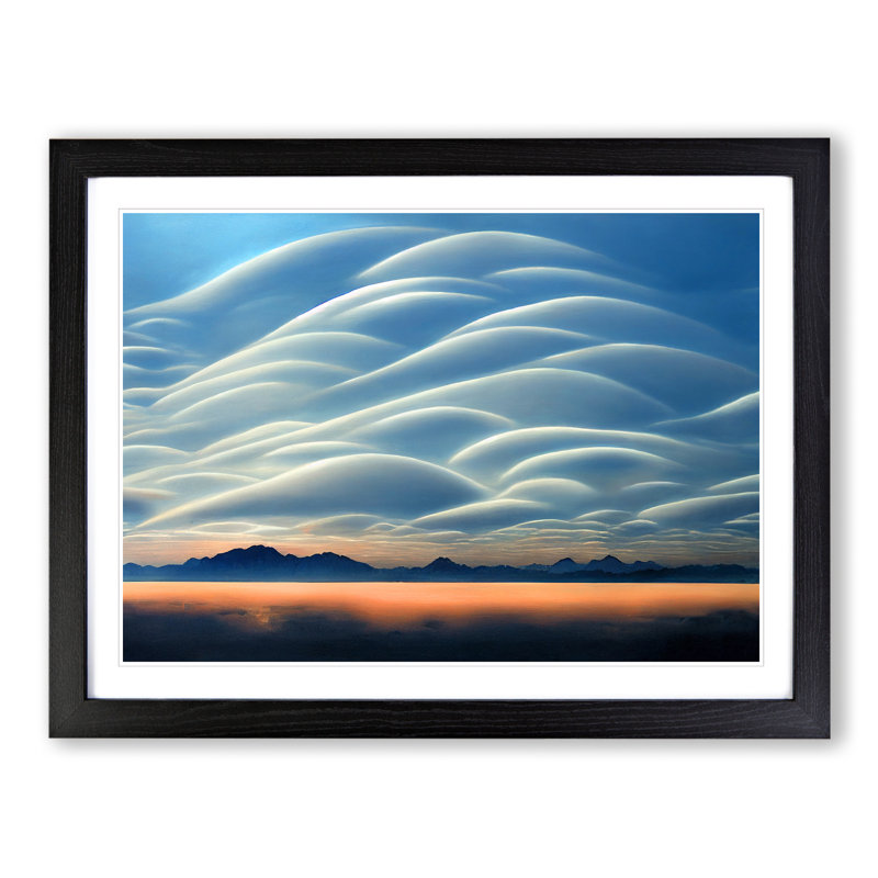 Ravishing Clouds - Single Picture Frame Painting, 25cm H x 34cm W x 2cm D, Black Framed
