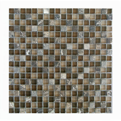 Quartz 0.63" x 0.63" Natural Stone/Glass Grid Mosaic Wall & Floor Tile