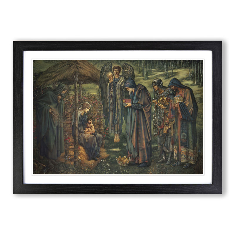 The Star of Bethlehem by Edward Burne-Jones - Picture Frame Painting on MDF, 48cm H x 65cm W x 2cm D, Black Framed