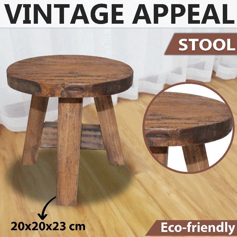 vidaXL Stool Varies Solid mahogany wood Compact Durable Stool Round 7.9" x 7.9" x 9.1" Brown