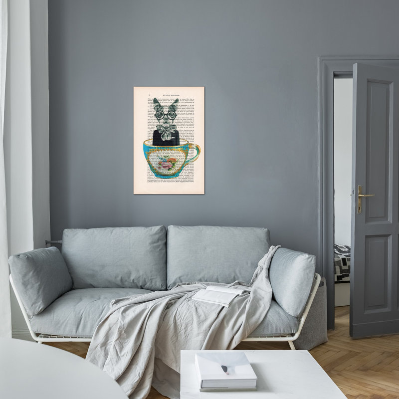 «Vintage Paper Series: Dog in a Cup», impression sur toile, H 26 po x l 18 po x P 1,5 po, Toile tendue, Pas de tapis