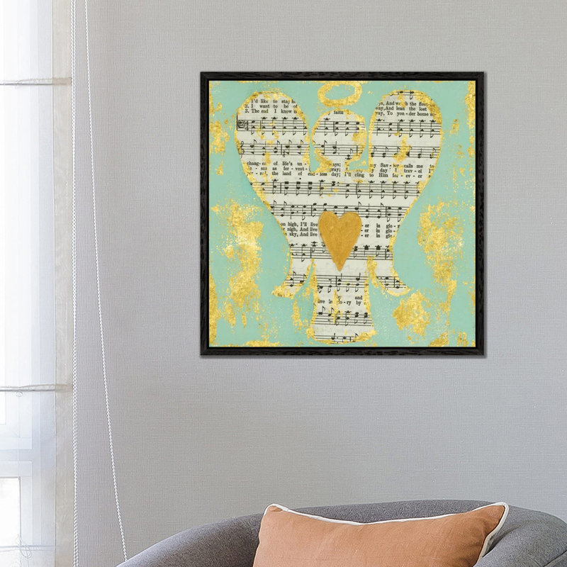 Hymnal Angel 1 Piece Wall Art on Canvas, 66.04 cm H x 66.04 cm W, Black Framed