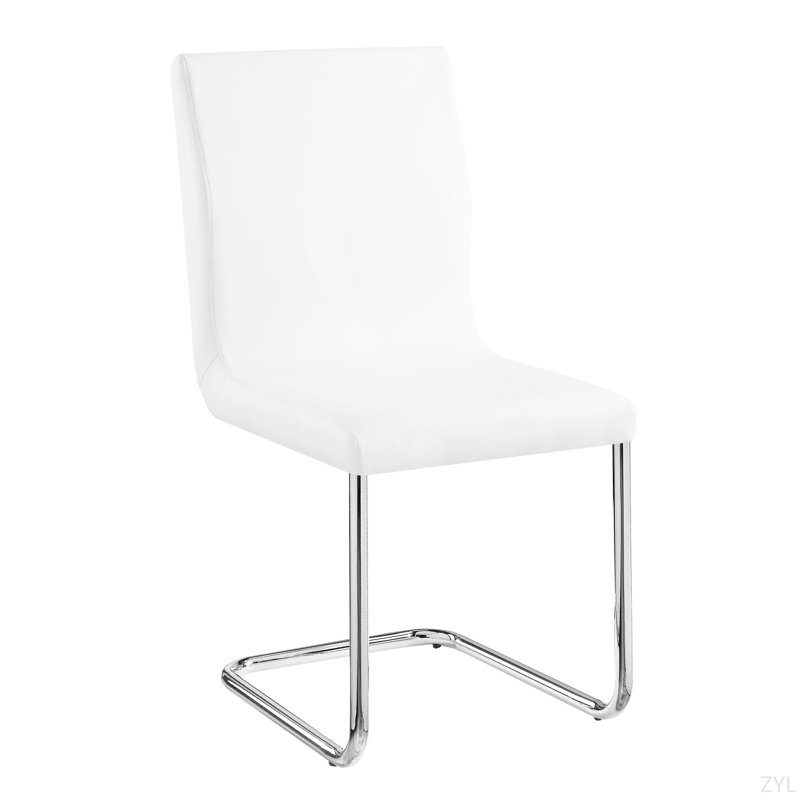 Ensemble de 2 chaises d'appoint en cuir synthétique blanc et finition chromée